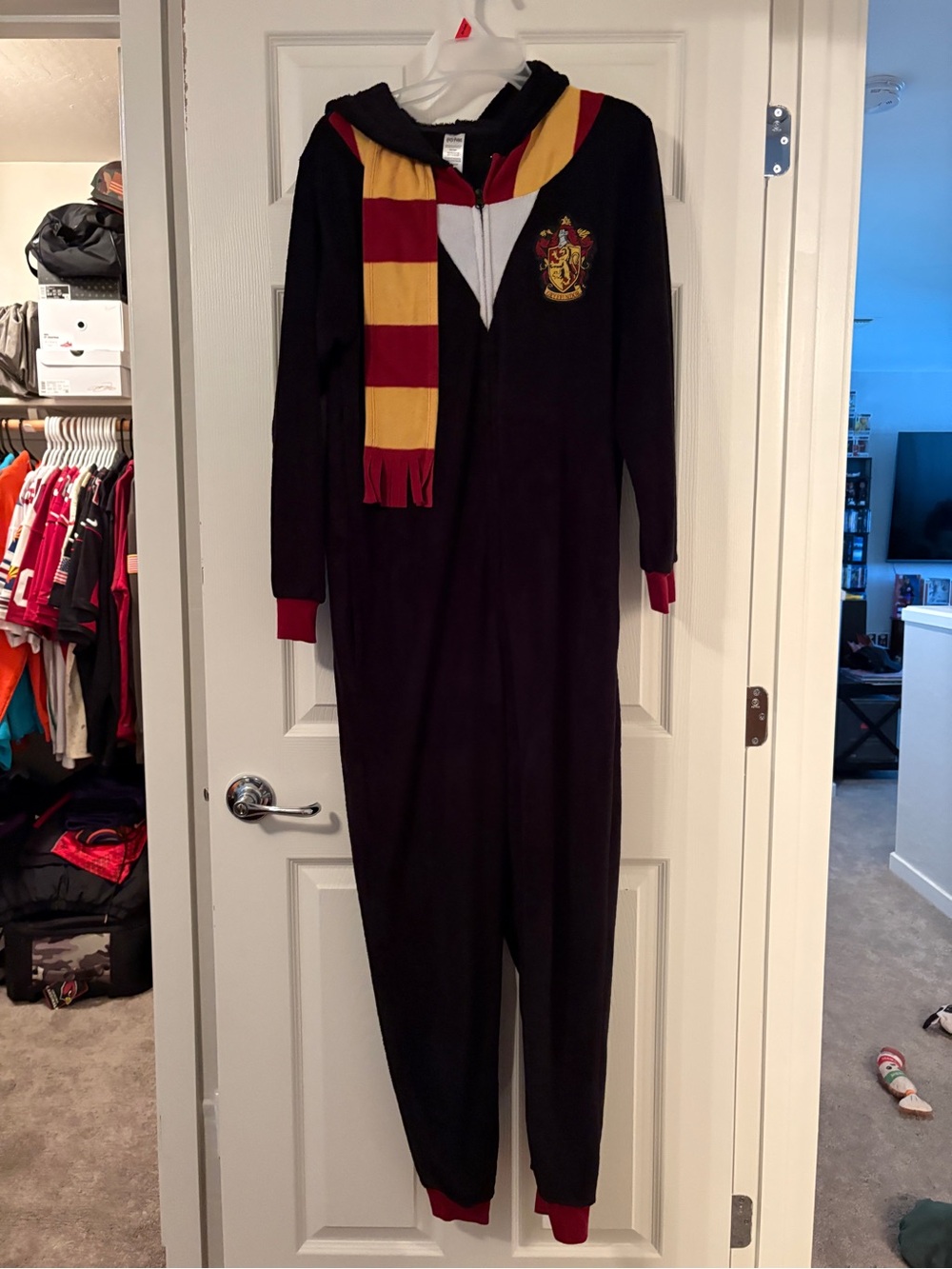 Gryffindor One-Piece Hooded Pajamas in Black with Red & Gold